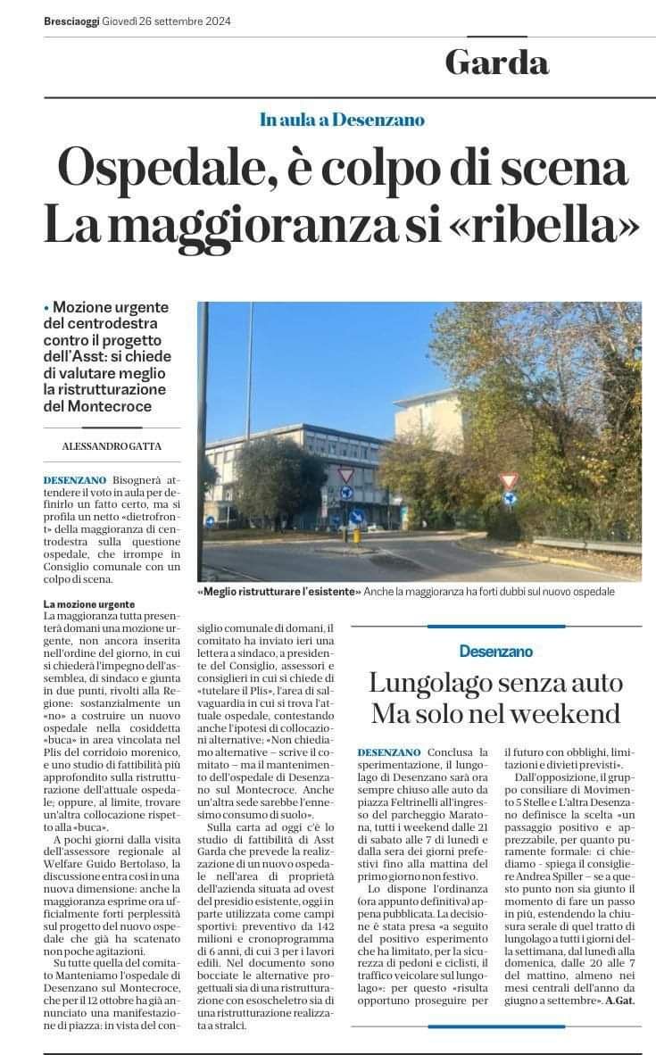 Ospedale è colpo di scena. La maggioranza si ribella.